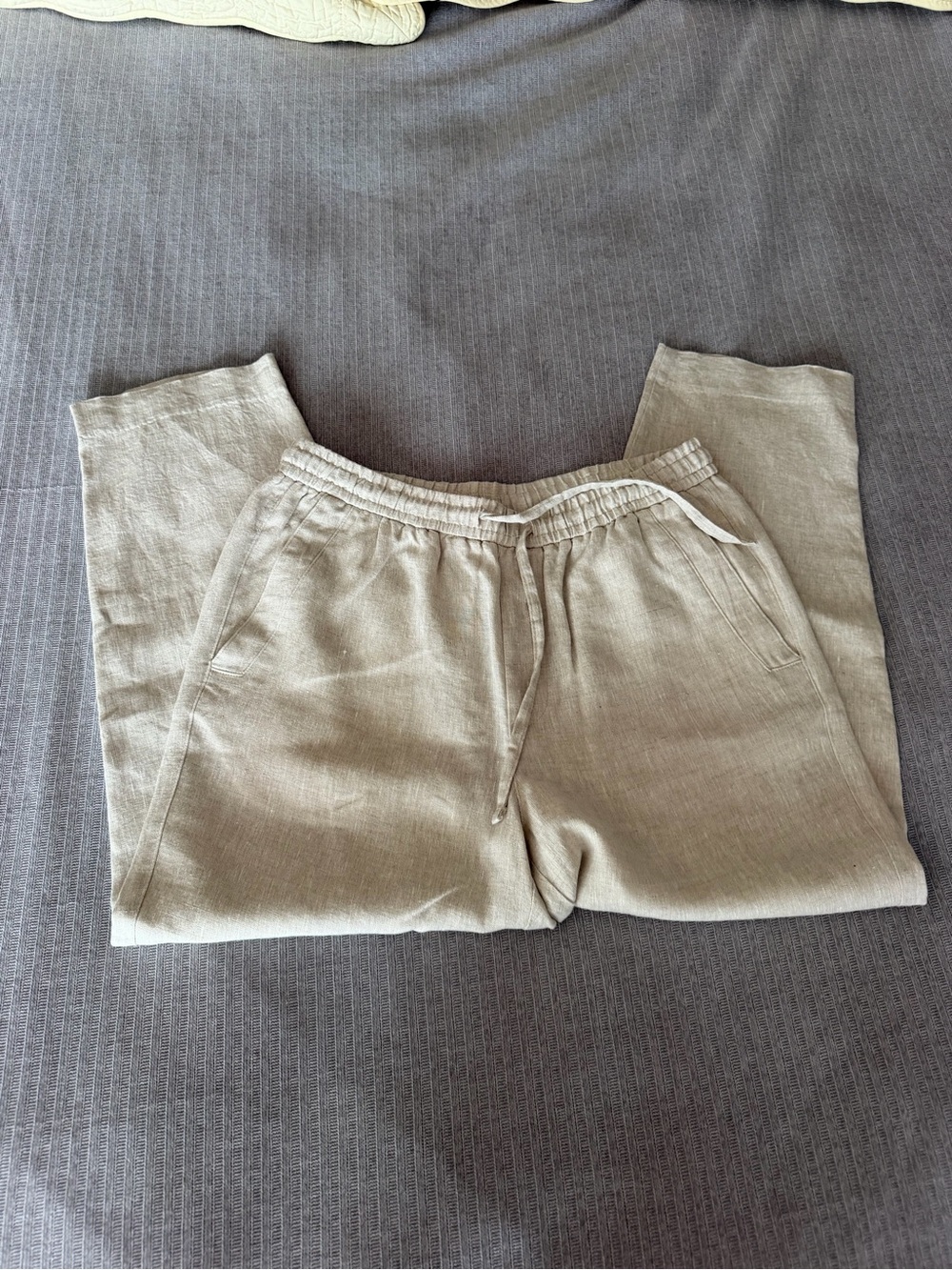 Zara Beige Linen relaxed fit pants - Picture 6 of 13